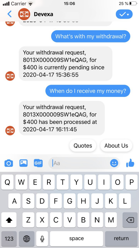 Devexa chatbot extracts traders withdrawal info from broker's Salesforce